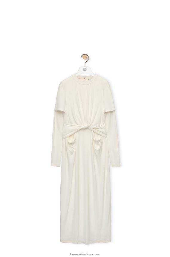 Loewe Women Draped dress in crepe jersey White LH60R1093