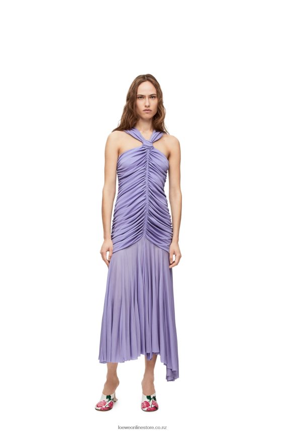 Loewe Women Draped long dress in crepe jersey Lilac LH60R1069
