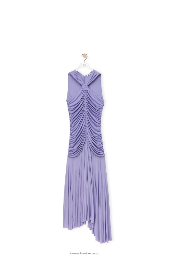 Loewe Women Draped long dress in crepe jersey Lilac LH60R1069