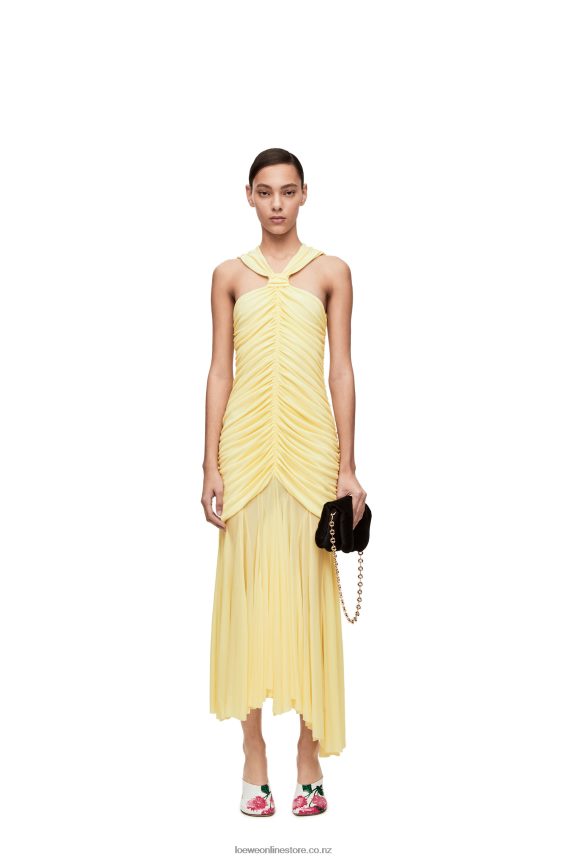 Loewe Women Draped long dress in crepe jersey Vanilla LH60R1076