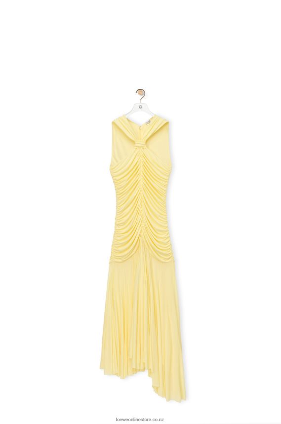 Loewe Women Draped long dress in crepe jersey Vanilla LH60R1076