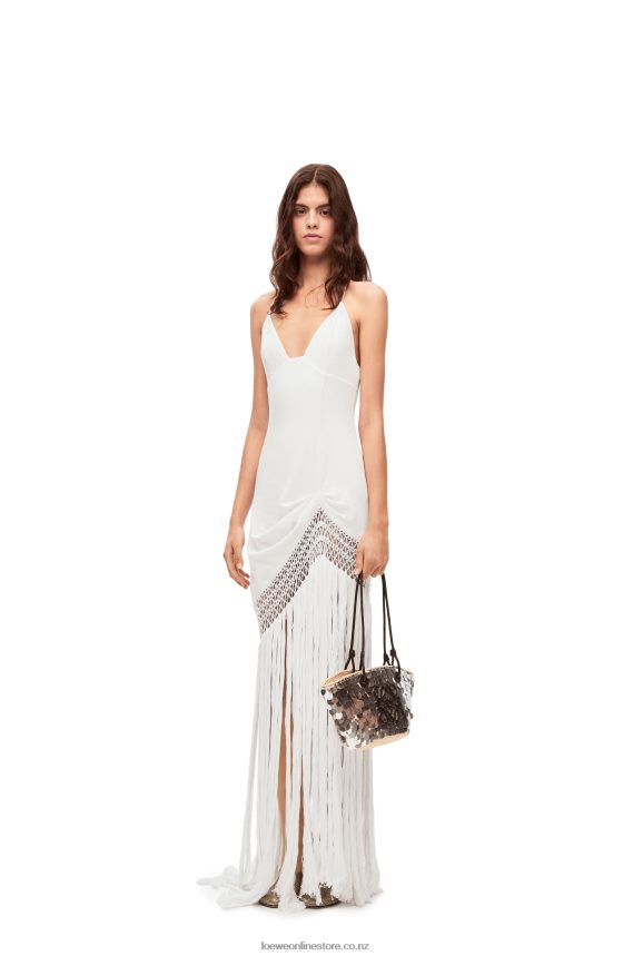 Loewe Women Fringe dress in cotton White LH60R1051