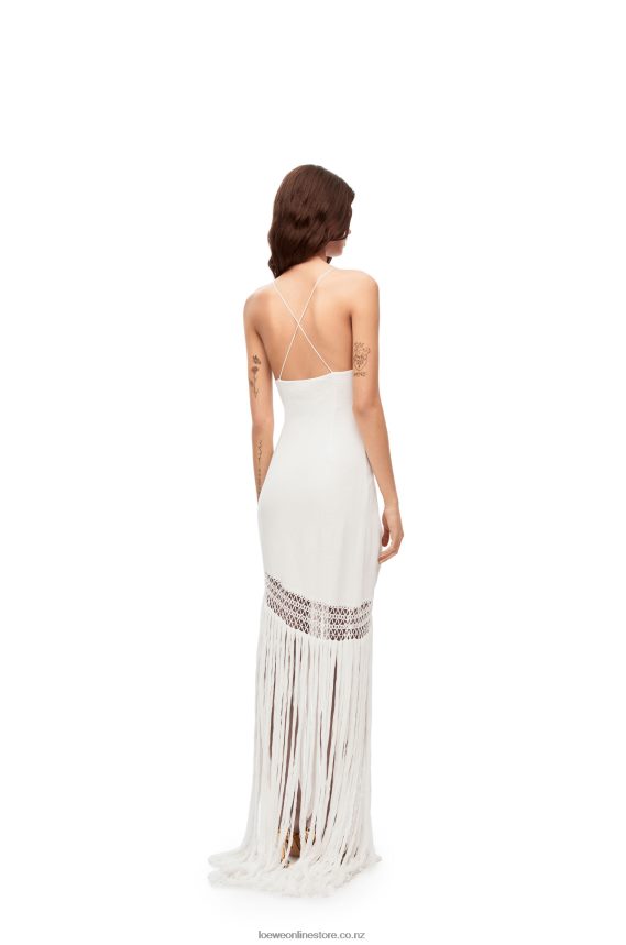 Loewe Women Fringe dress in cotton White LH60R1051