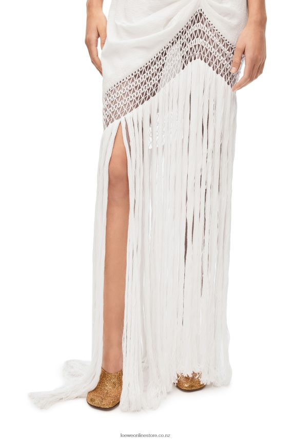 Loewe Women Fringe dress in cotton White LH60R1051