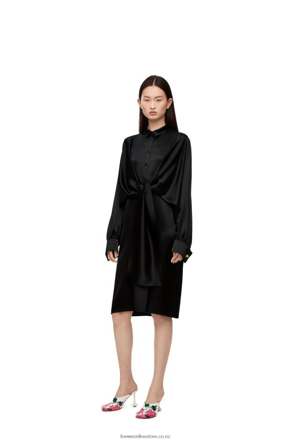 Loewe Women Knot dress in crepe satin Black LH60R1074