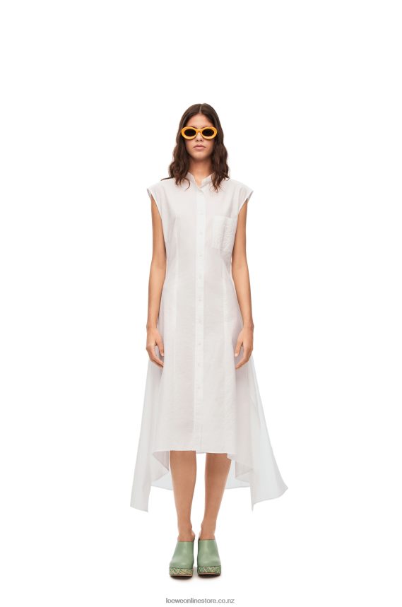 Loewe Women Knot shirt dress in cotton Optic White LH60R1049