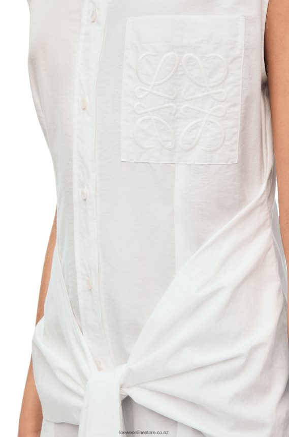 Loewe Women Knot shirt dress in cotton Optic White LH60R1049
