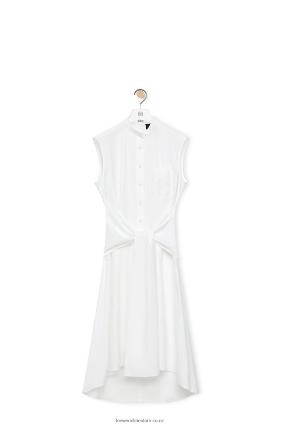 Loewe Women Knot shirt dress in cotton Optic White LH60R1049