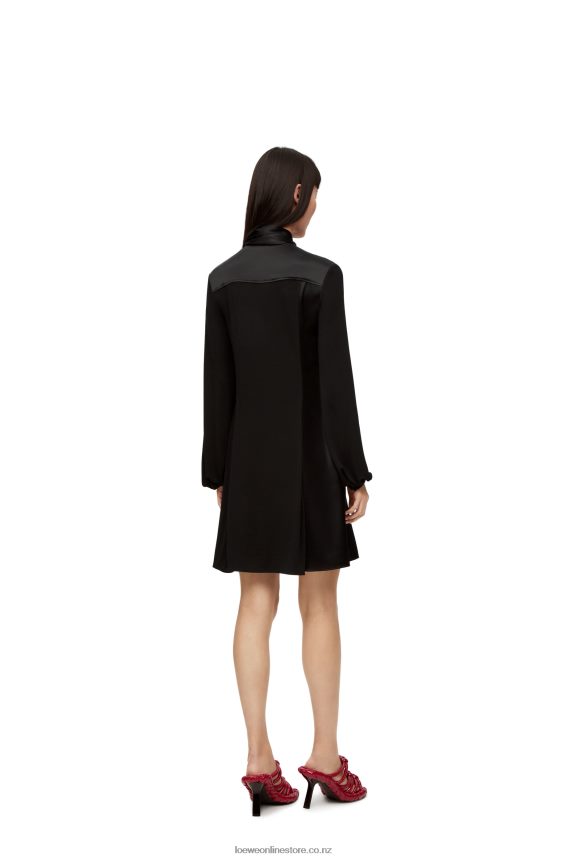 Loewe Women Lavalliere dress in crepe jersey and crepe satin Black LH60R1062