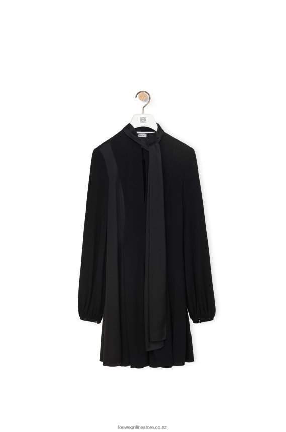 Loewe Women Lavalliere dress in crepe jersey and crepe satin Black LH60R1062