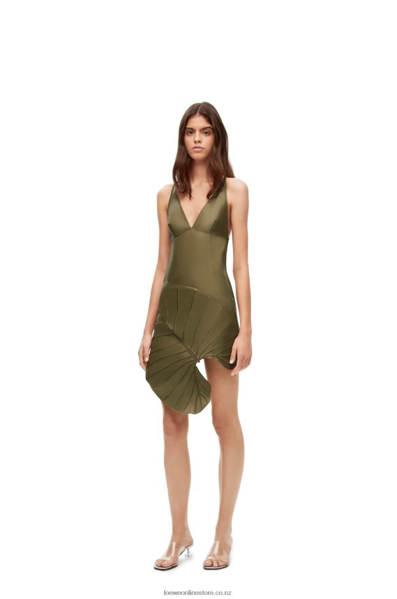 Loewe Women Leaf intarsia dress in nappa Tea Green LH60R1039