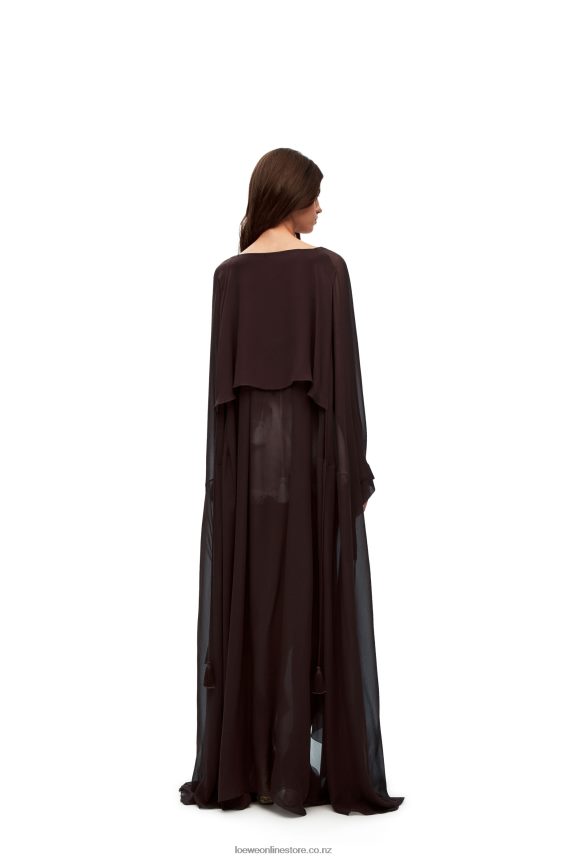 Loewe Women Long kaftan in silk Chocolate Brown LH60R1103