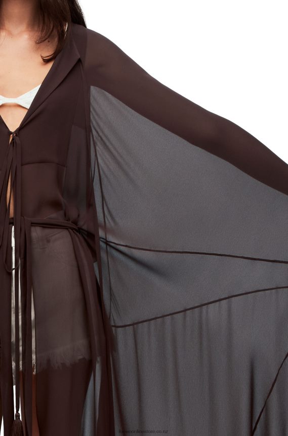 Loewe Women Long kaftan in silk Chocolate Brown LH60R1103