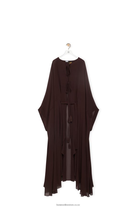 Loewe Women Long kaftan in silk Chocolate Brown LH60R1103