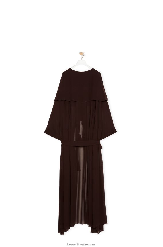 Loewe Women Long kaftan in silk Chocolate Brown LH60R1103