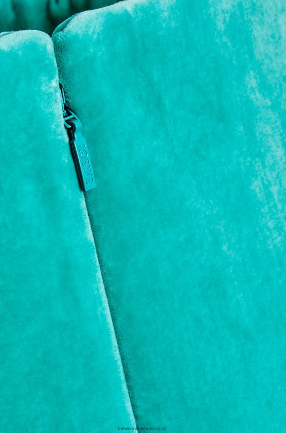 Loewe Women Peplum bustier dress in cotton velvet Caribbean Blue LH60R1064