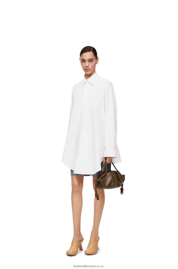 Loewe Women Trapeze shirt dress in cotton White LH60R1083