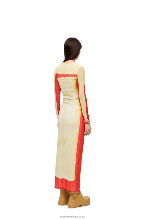 Loewe Women Tube dress in mesh Yellow/Red LH60R1031