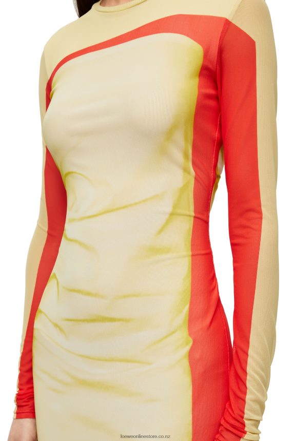 Loewe Women Tube dress in mesh Yellow/Red LH60R1031
