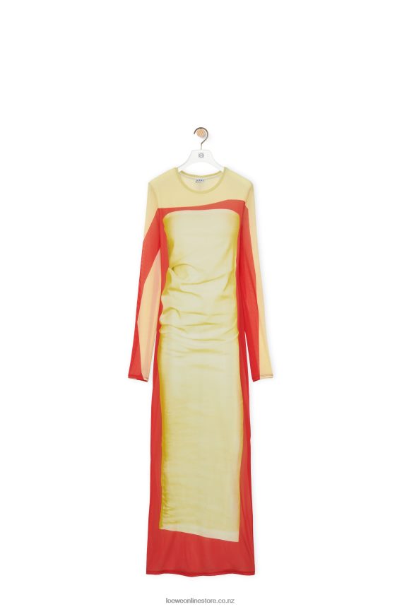 Loewe Women Tube dress in mesh Yellow/Red LH60R1031