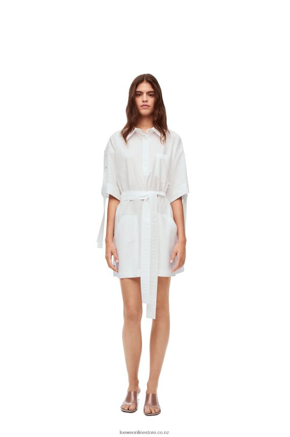 Loewe Women Workwear mini dress in cotton Optic White LH60R1053