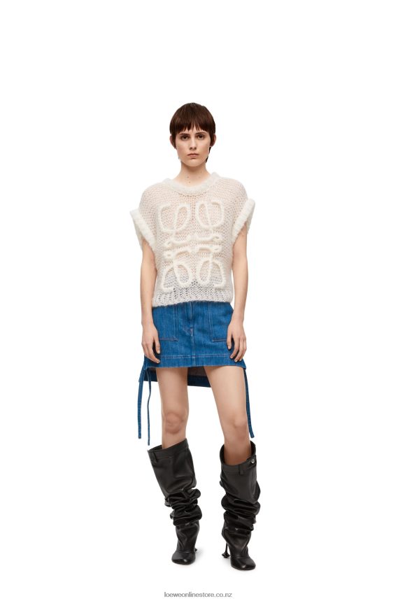 Loewe Women Workwear skirt in denim Blue/Red LH60R1161