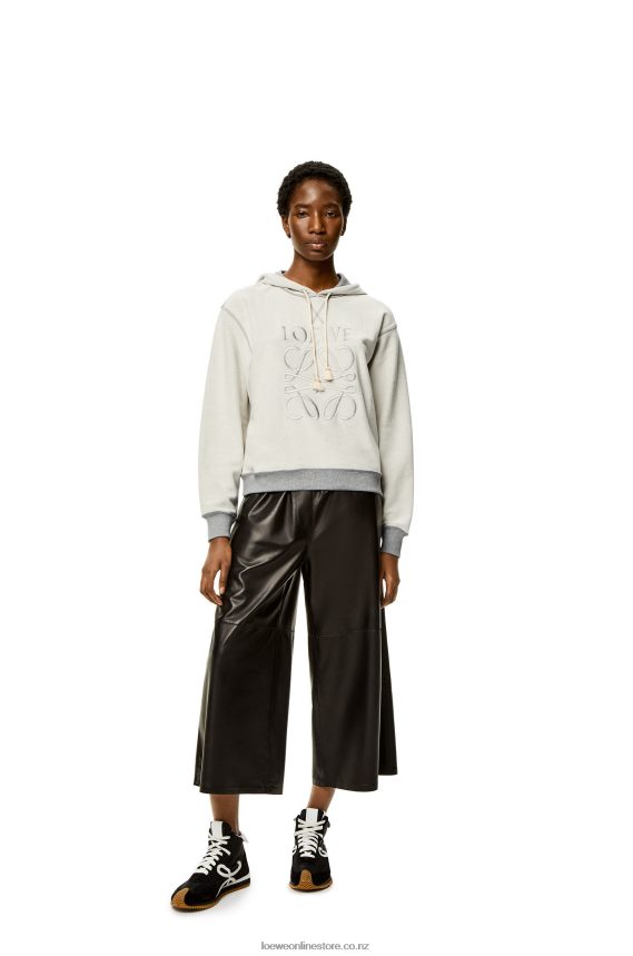 Loewe Women Anagram regular fit hoodie in cotton Grey Melange LH60R824