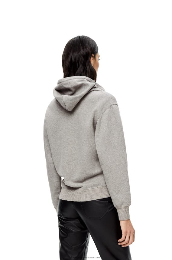 Loewe Women Anagram regular fit hoodie in cotton Grey Melange LH60R826