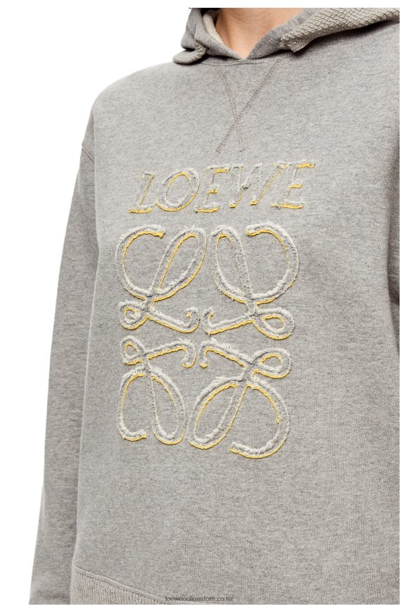 Loewe Women Anagram regular fit hoodie in cotton Grey Melange LH60R826