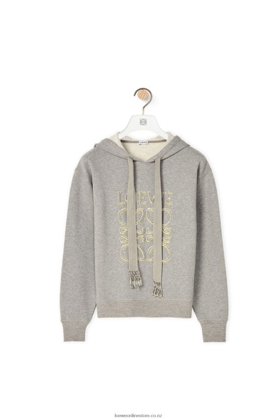 Loewe Women Anagram regular fit hoodie in cotton Grey Melange LH60R826