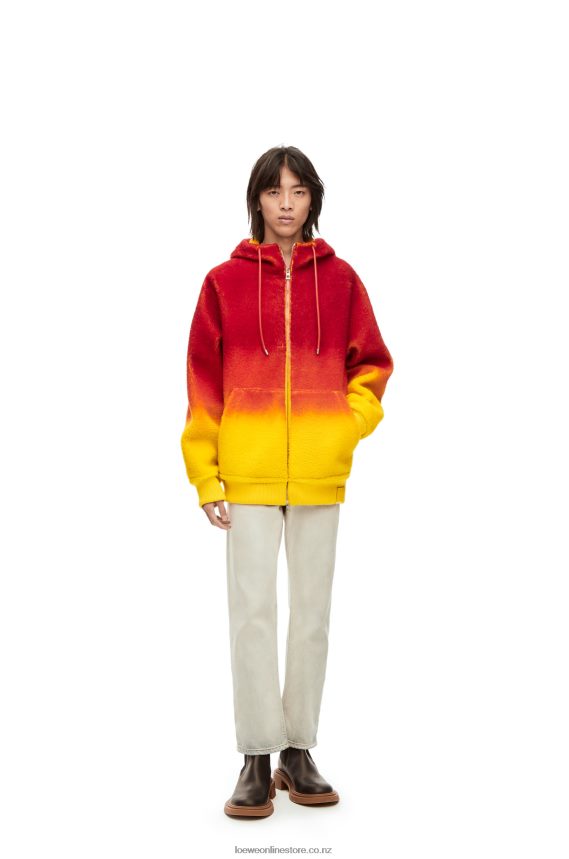 Loewe Women Calcifer intarsia hoodie in shearling Multicolor LH60R839
