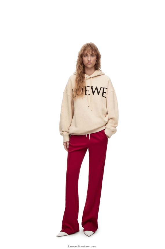 Loewe Women Oversized fit hoodie in cotton Ivory LH60R801