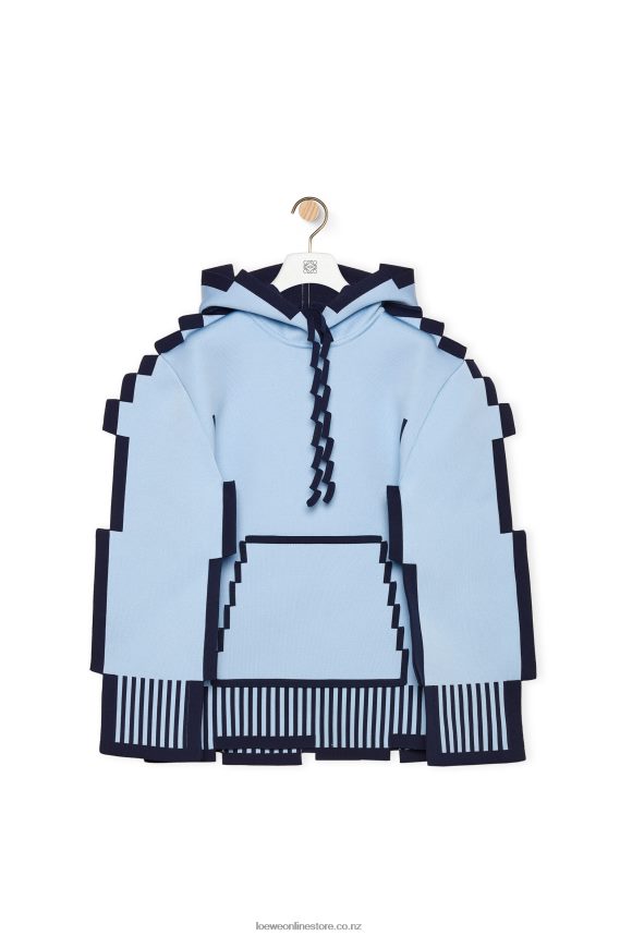 Loewe Women Pixelated hoodie in technical knit Light Blue LH60R802