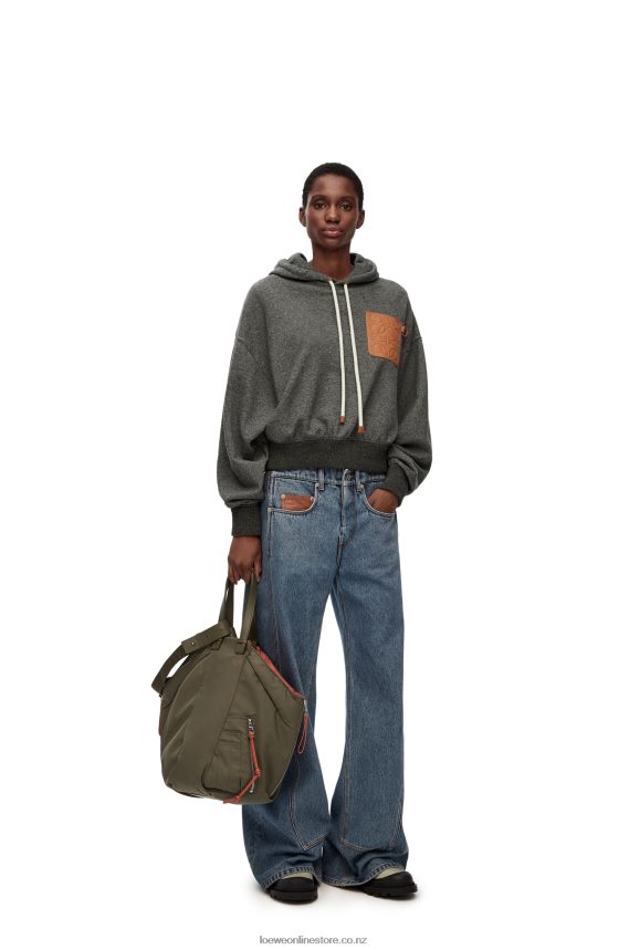 Loewe Women Relaxed fit hoodie in cotton Charcoal LH60R811