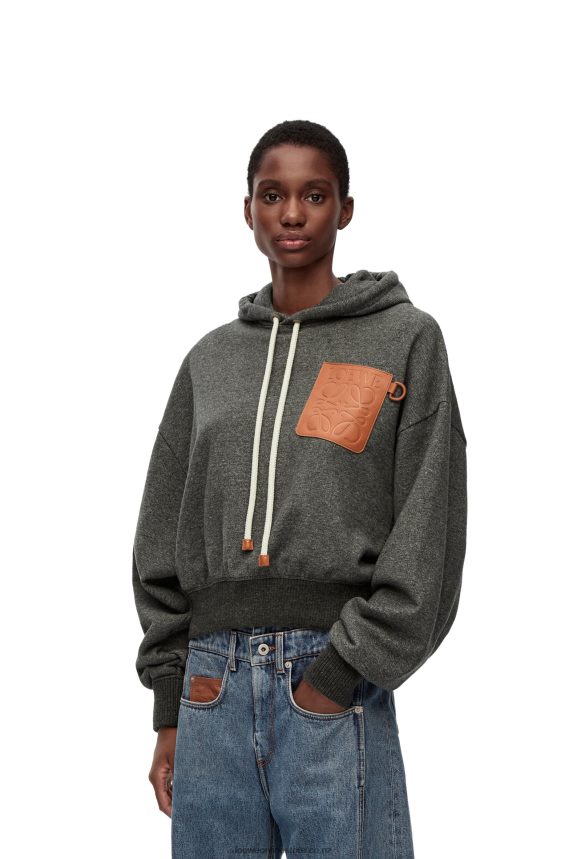 Loewe Women Relaxed fit hoodie in cotton Charcoal LH60R811