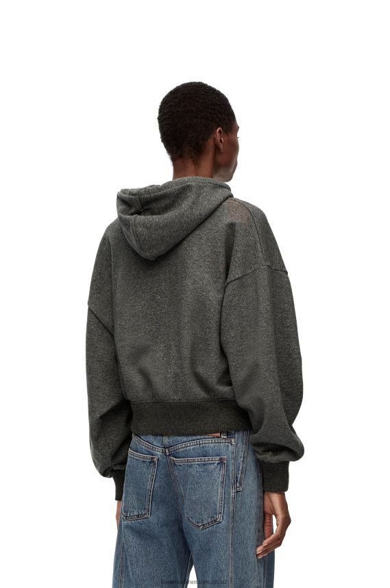 Loewe Women Relaxed fit hoodie in cotton Charcoal LH60R811