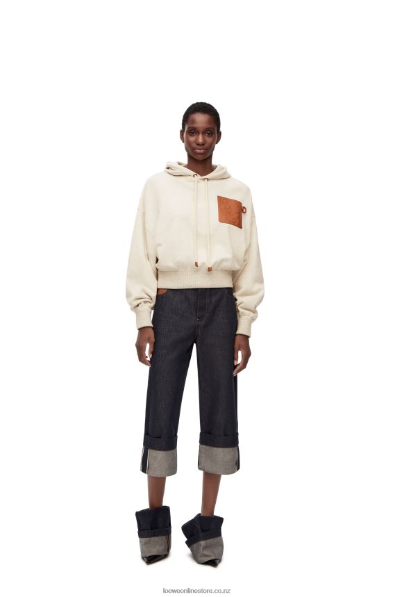 Loewe Women Relaxed fit hoodie in cotton Oat LH60R812