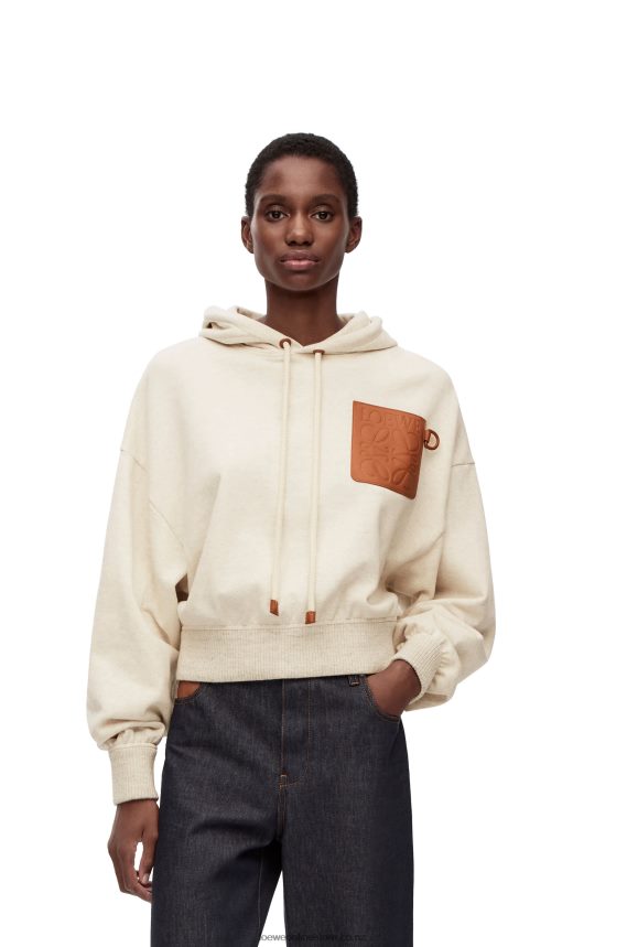Loewe Women Relaxed fit hoodie in cotton Oat LH60R812