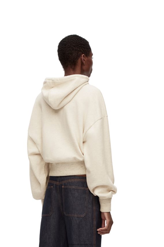 Loewe Women Relaxed fit hoodie in cotton Oat LH60R812