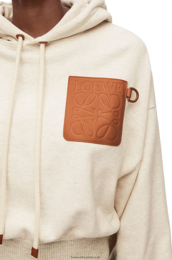 Loewe Women Relaxed fit hoodie in cotton Oat LH60R812
