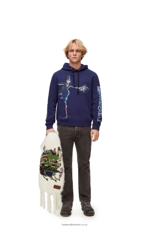 Loewe Women Turnip Head hoodie in cotton Navy Blue LH60R844