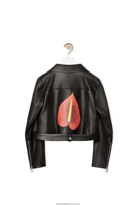 Loewe Women Anthurium biker jacket in nappa Black/Multicolor LH60R1110