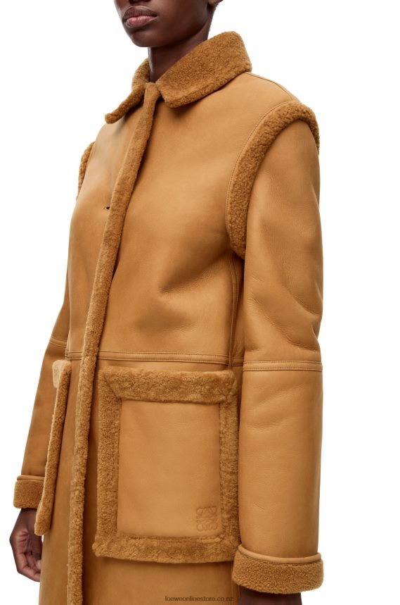 Loewe Women Coat in shearling Toffee LH60R1122