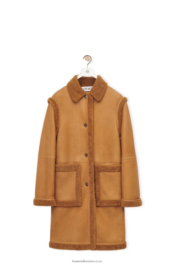 Loewe Women Coat in shearling Toffee LH60R1122