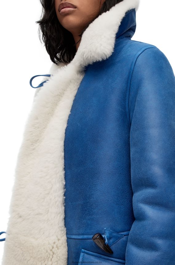 Loewe Women Coat in shearling White/Blue LH60R1119