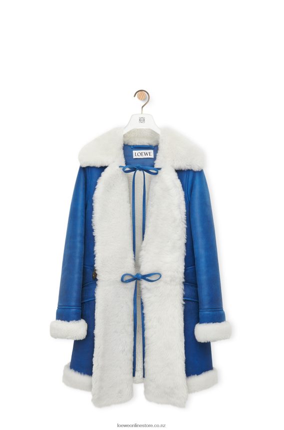 Loewe Women Coat in shearling White/Blue LH60R1119