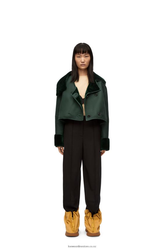 Loewe Women Deconstructed jacket in shearling Bottle Green LH60R1132