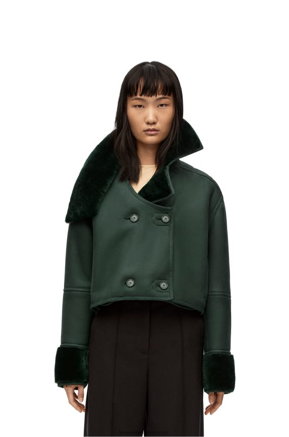 Loewe Women Deconstructed jacket in shearling Bottle Green LH60R1132