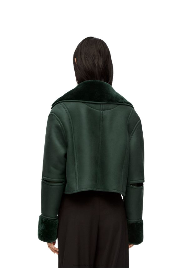 Loewe Women Deconstructed jacket in shearling Bottle Green LH60R1132