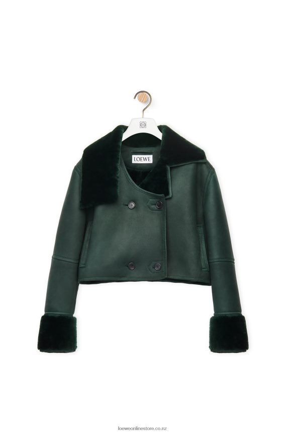 Loewe Women Deconstructed jacket in shearling Bottle Green LH60R1132